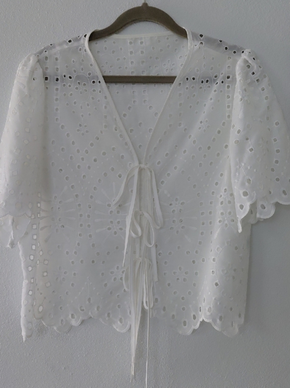 Shein White Eyelet Boho Blouse - Picture 6 of 8